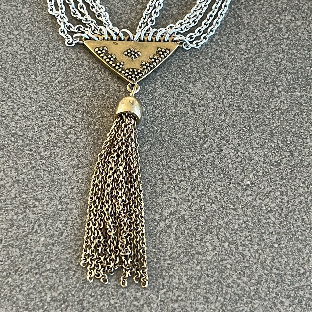 Lucky brand, multi strand layer chain necklace with tassel pendant - Picture 2 of 5